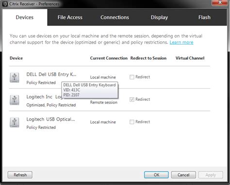 Citrix generic USB redirection